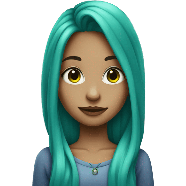 Girl with long blue and green hair and a nose piercing emoji