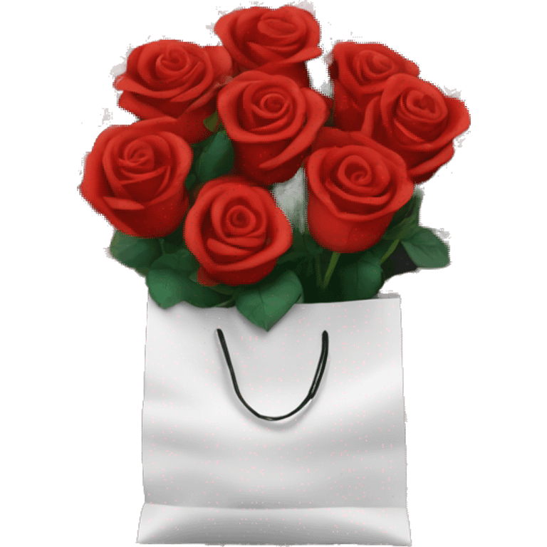 Roses in black gift bag emoji