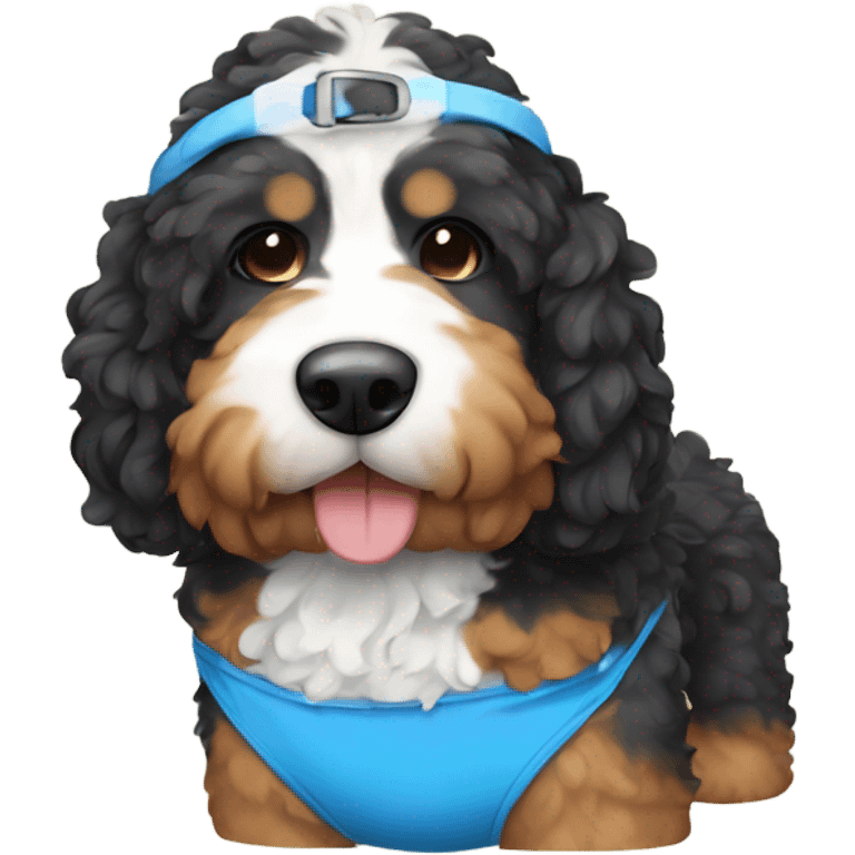 Bernedoodle in swimming suit emoji