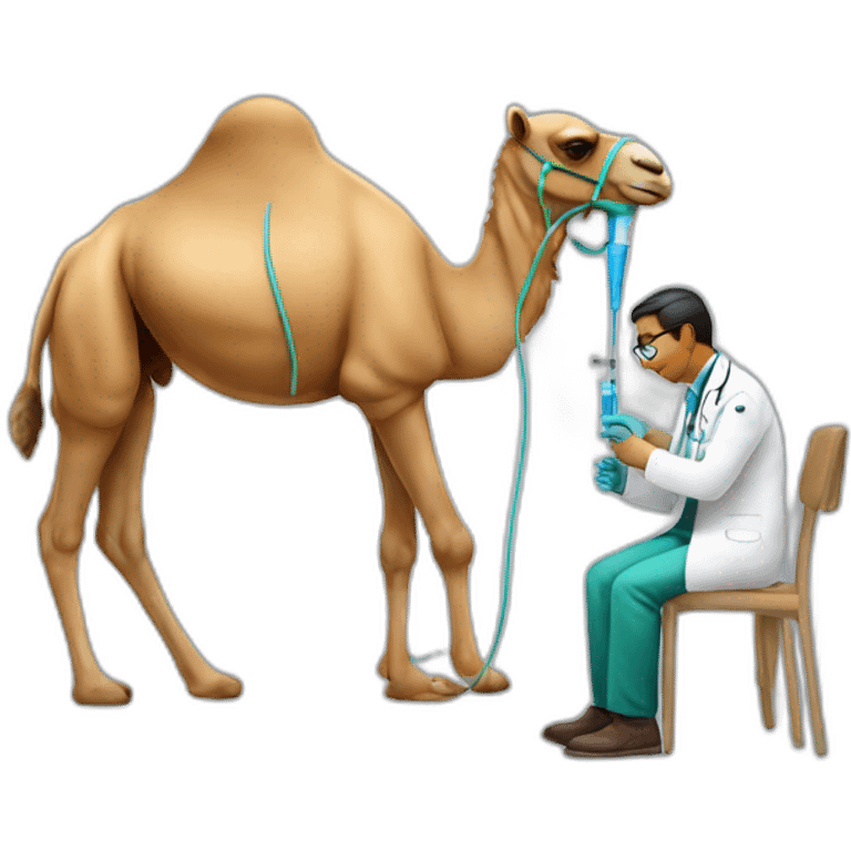 Camel being injected by a doctor emoji