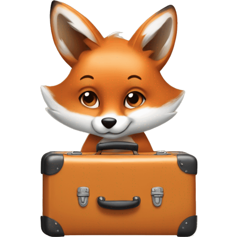 little fox packing a suitcase, in art style
 emoji