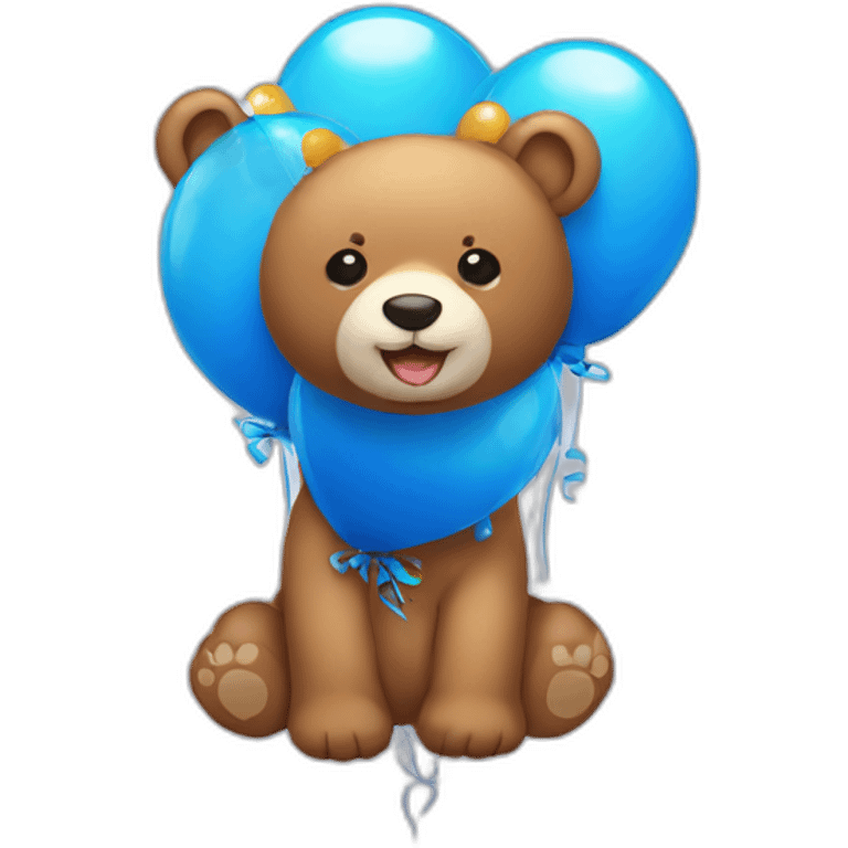 Osito azul con globos  emoji