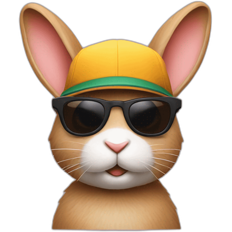 Rabbit with cap and sunglasses emoji