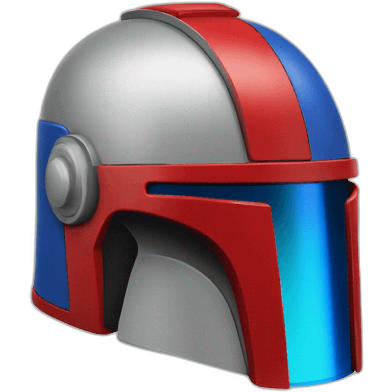 Red blue bounty hunter helmet in the style of a notification bell emoji