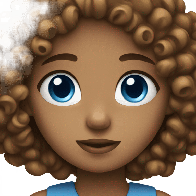 Pretty girl with blue eyes and curly brown hair emoji