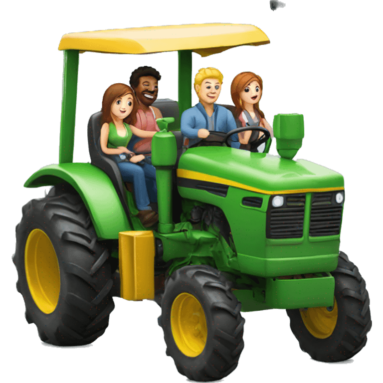 group of 4 people driving giant tractor emoji