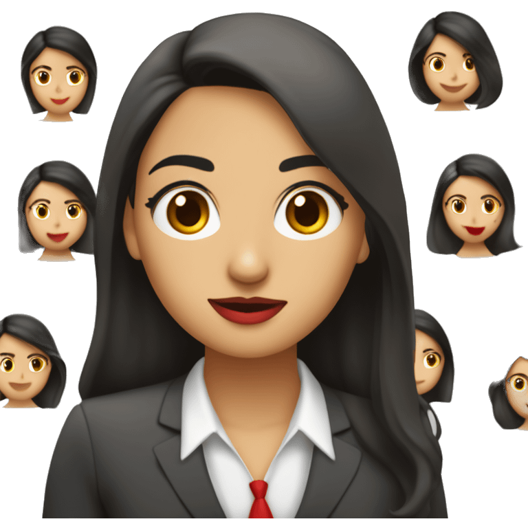 Secretaria joven morena cabello teñido lacio largo labios rojos emoji