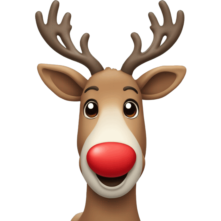 Happy reindeer with a big red nose emoji