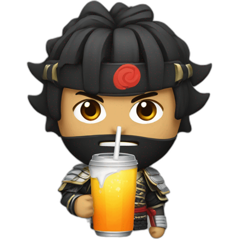 samurai with energy drink emoji