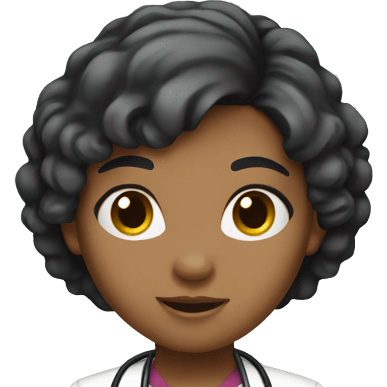 Cute female doctor black hair emoji