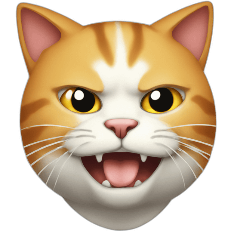 an angry cat is eating fish emoji