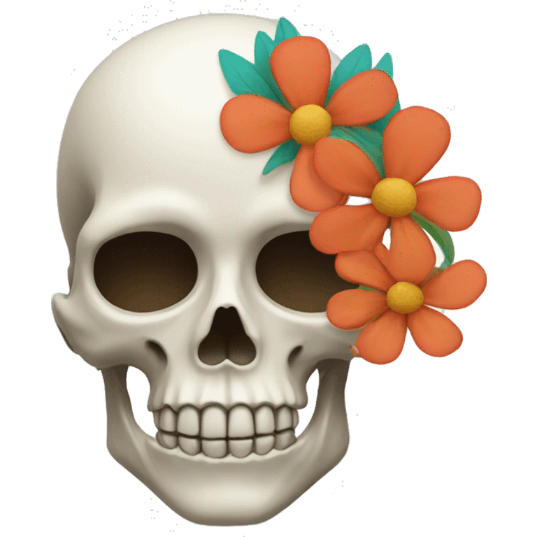 Skull with flowers on top left emoji