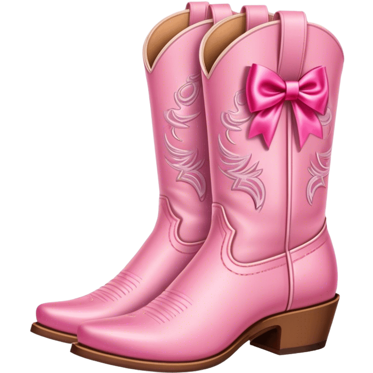 Pink cowgirl boots with bows emoji