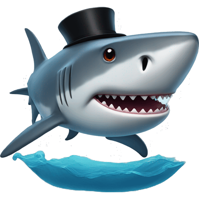 Shark with a top hat emoji