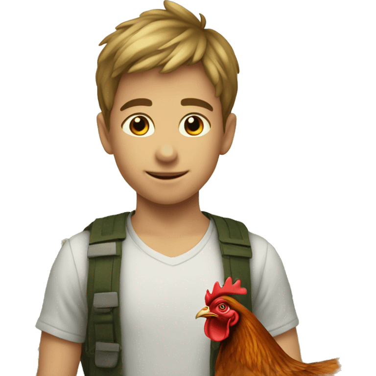 Boy on hen emoji