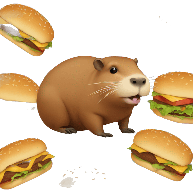 capybara eating a burger emoji