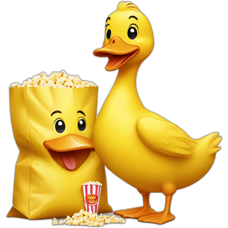 yellow duck with bag of popcorn emoji