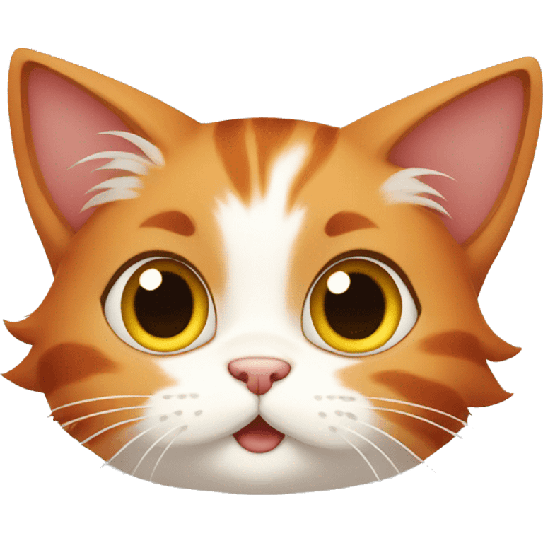 Red-haired cartoon cat in anime style with big eyes emoji