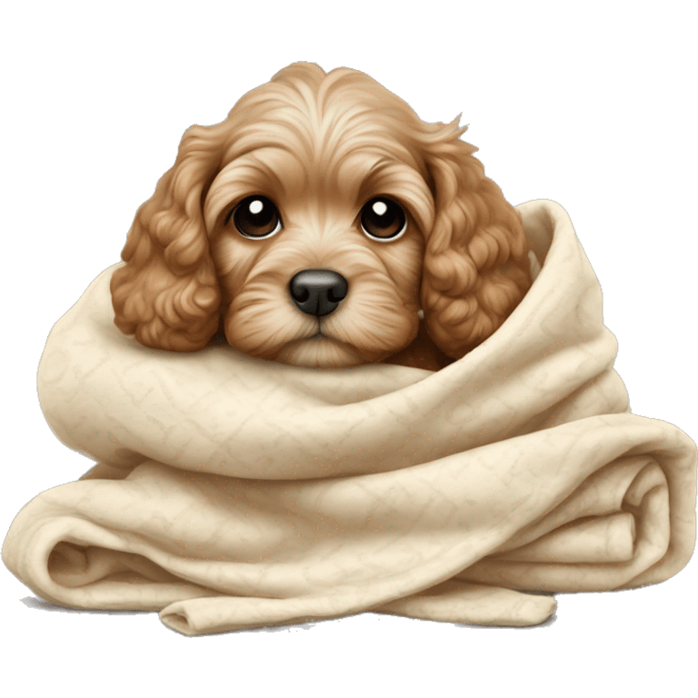 cute cockapoo puppy sleep in blanket emoji