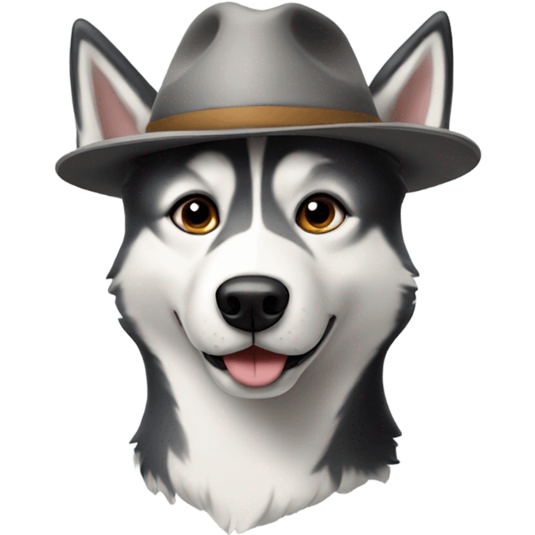 Husky wearing a hat emoji