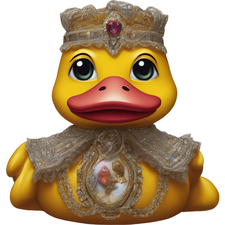 Warcraft Rubberduck in Dior Gucci Hermes, oil paint, mysterious eyes, intricate lips, masterpiece portrait , odd perspective, beautiful, desirable, logical emoji