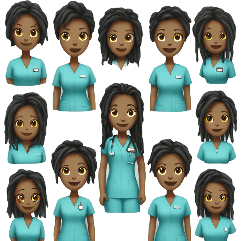 Nurse in scrubs with locs emoji