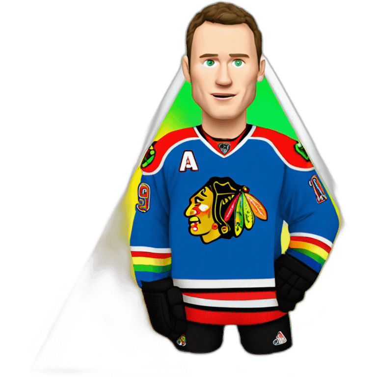 Jonathan Toews in rainbow triangle emoji