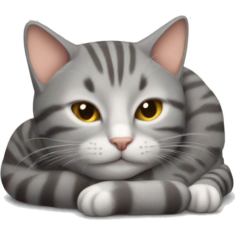 cat sleeping gray tabby emoji