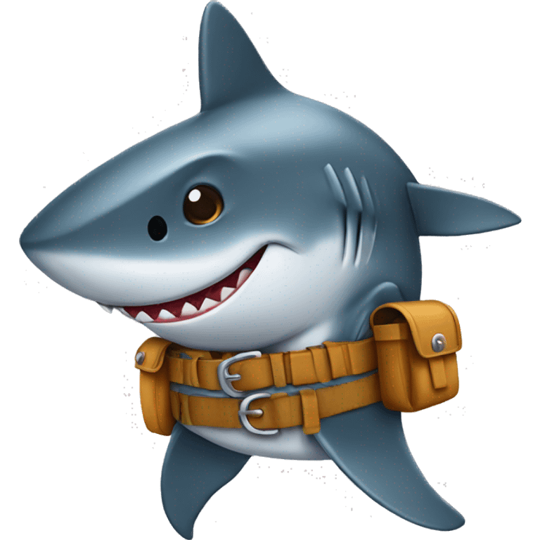 Shark emoji wearing tool belt emoji