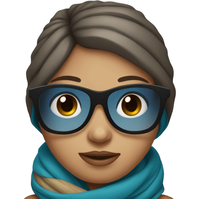 girl with blue eyes and scarf and sunglasses  emoji