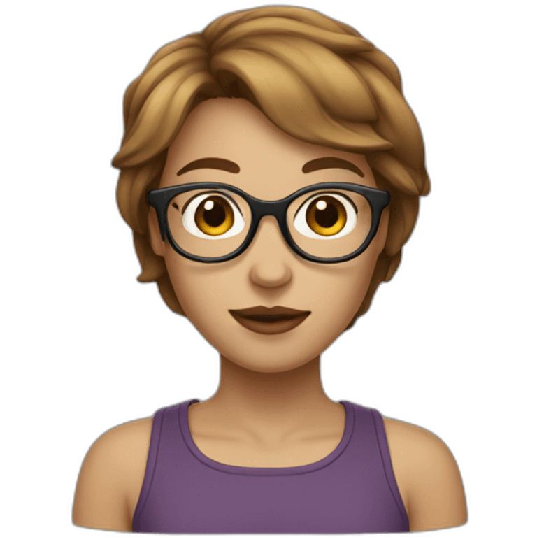 A single Girl with glasses with brown short hair skin fair emoji