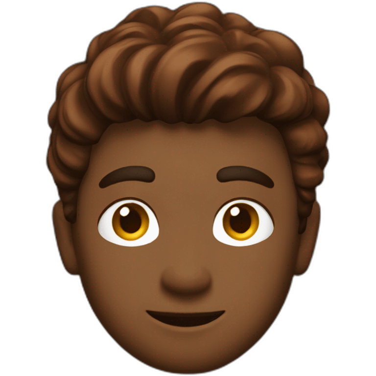 Young man behind a laptop hair chestnut color In the baloclave emoji