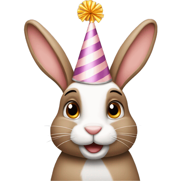 Rabbit with a birthday hat emoji