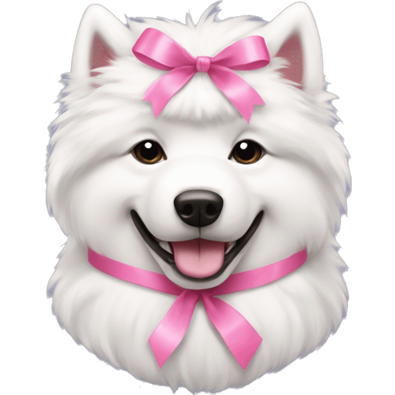 Lady Samoyed with pink ribbon   emoji