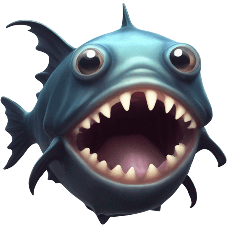 Anglerfish with glowing lure, sharp teeth, and big eyes. emoji