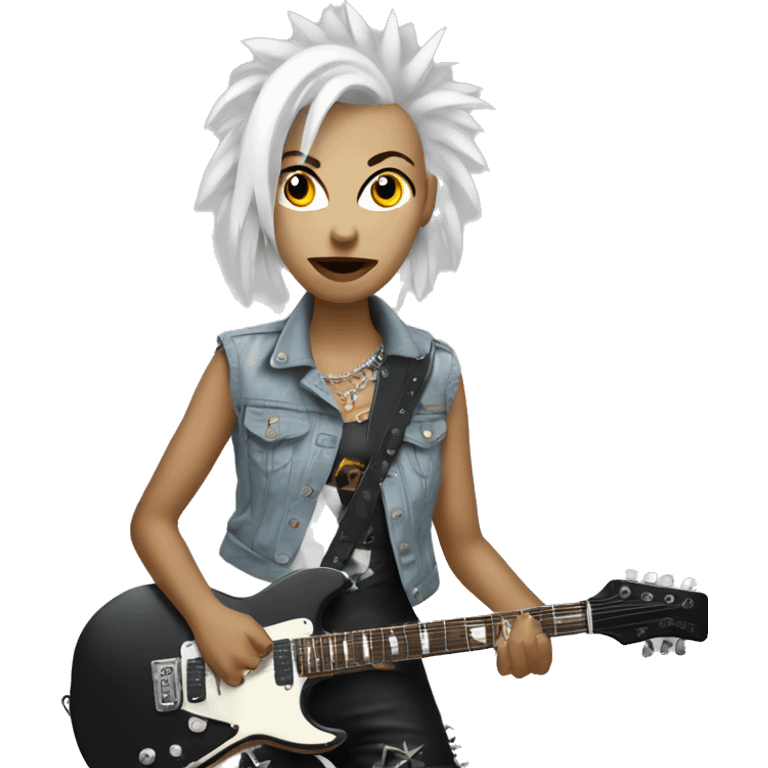 White punk head woman holding an electric guitar  emoji