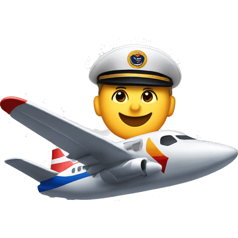 little pilot in a captain hat waving and flying a southwest plane emoji