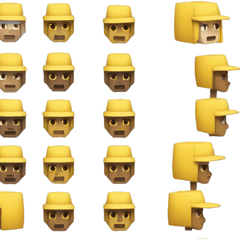 yellow skinned person with  a minecraft hat emoji