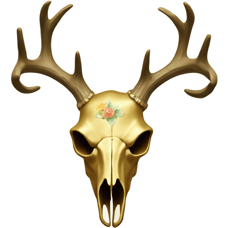 Gold deer skull with floral pattern  emoji