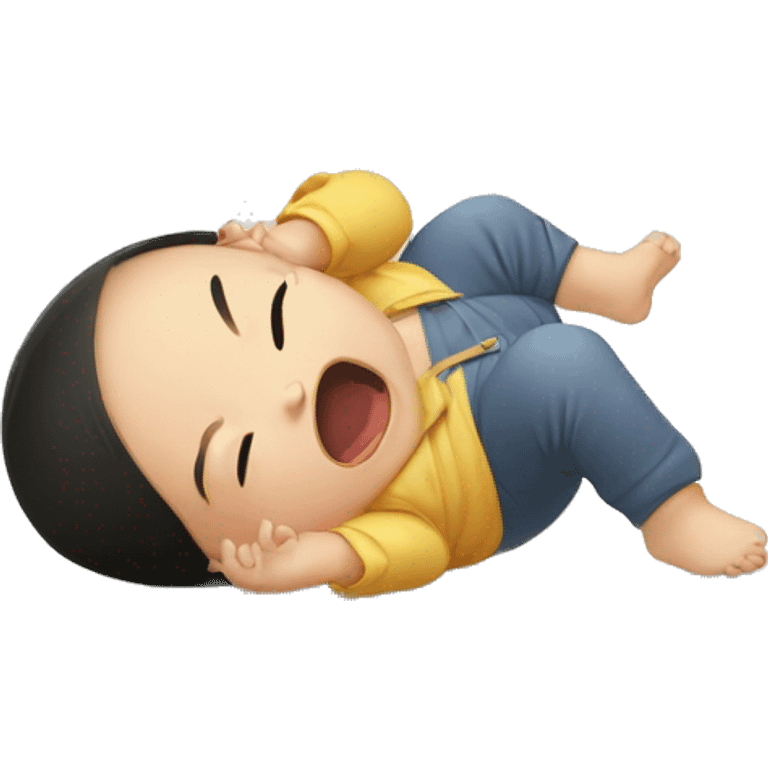 Asian baby having tantrum on floor emoji