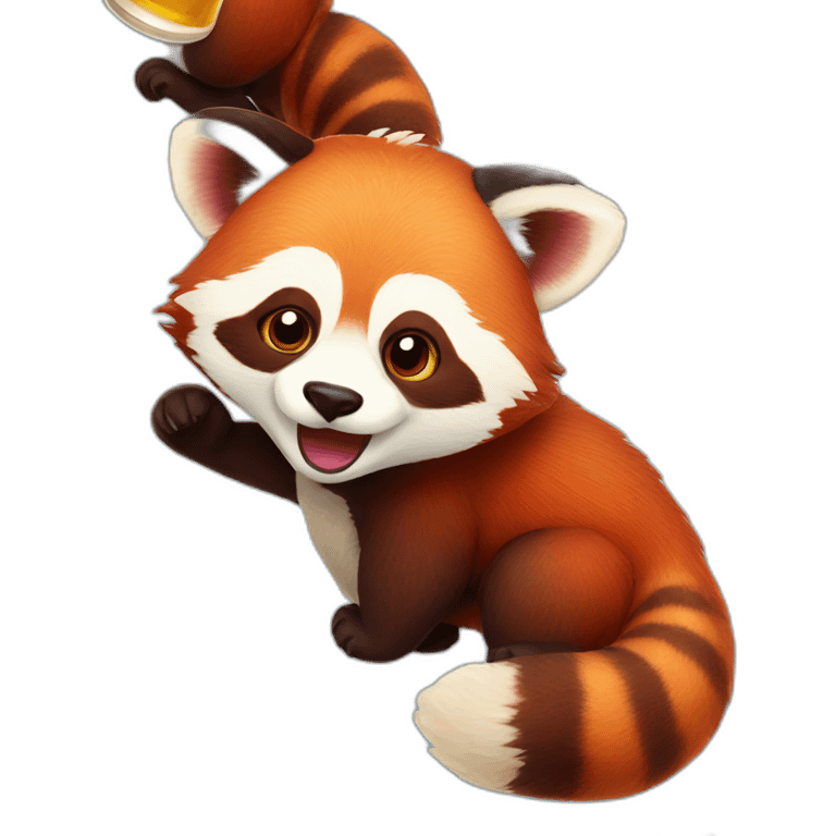 red panda drinks beer emoji