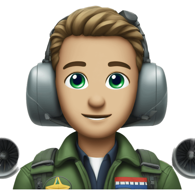 Pilot with blue/green eyes with plane emoji