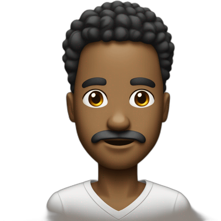 20 years black men with mini twisted afro and a small goatee and moustache emoji