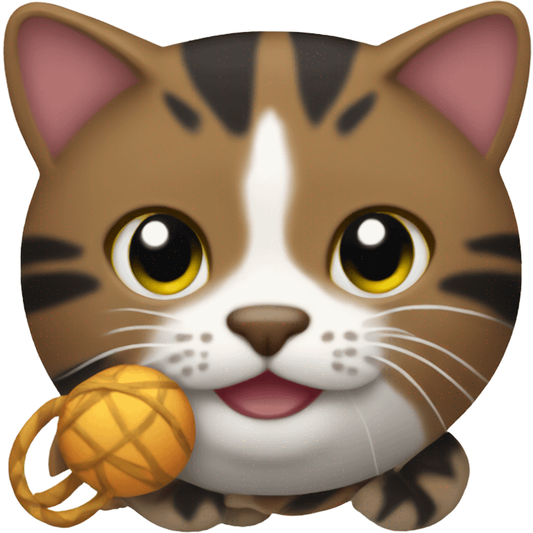 Brown black tabby cat holding a toy  emoji