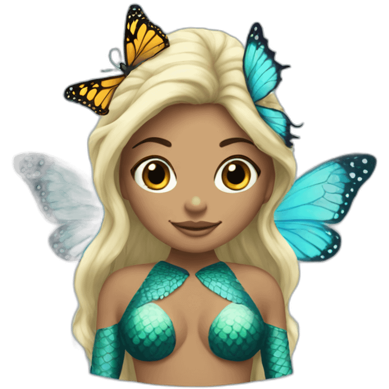 mermaid of butteryfly, half human female and butterfly emoji