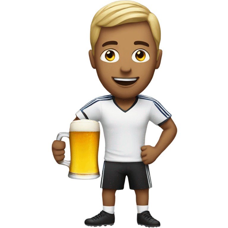 Man with beer playing soccer emoji