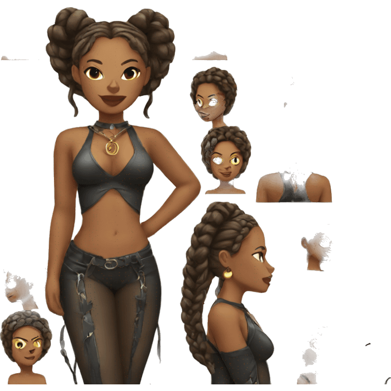 Female African American dominatrix with braids emoji