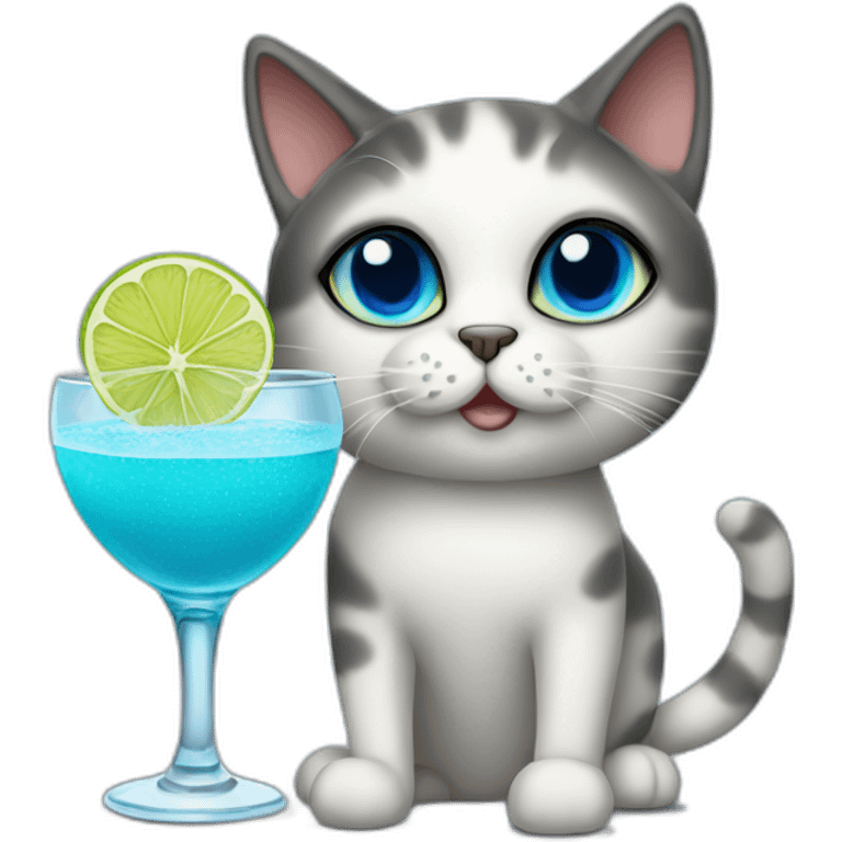 Blue eye cat with Margarita glass emoji