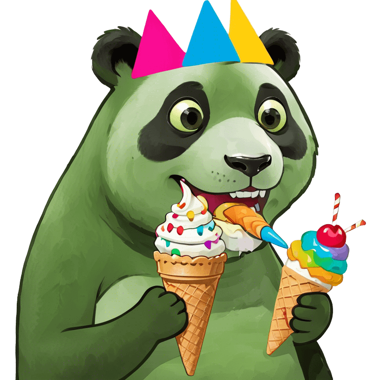 Panda eating ice cream emoji