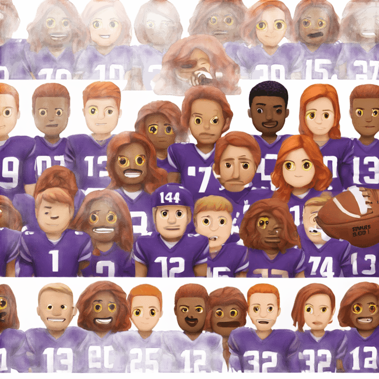 Redhead jesus playing American football wearing purple number 14 emoji